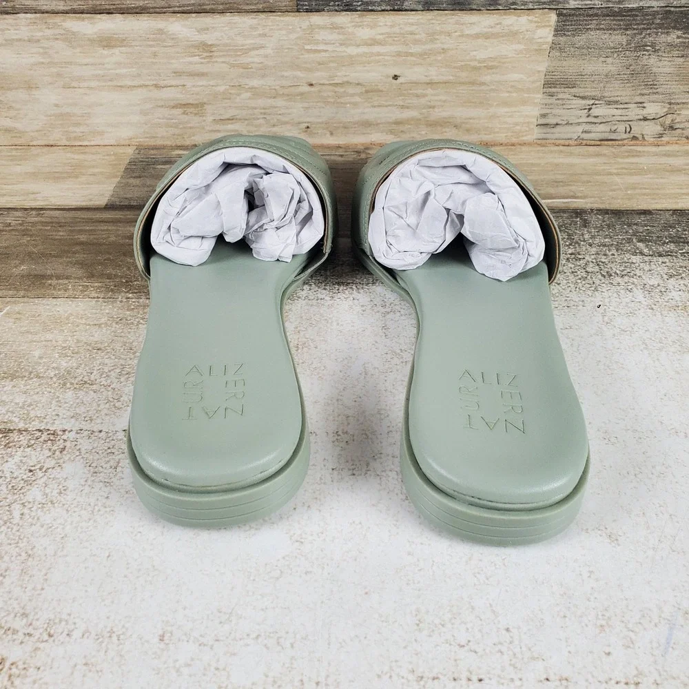 Naturalizer Genevieve Womens Slide Sandal Sz 9 M Comfort Pistachio Green Leather